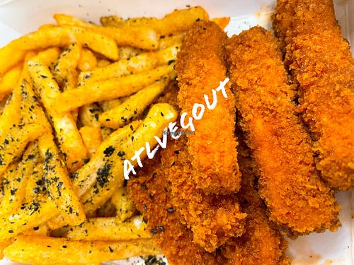 Tofu tenders with fries   at Ponko Chicken in Atlanta
