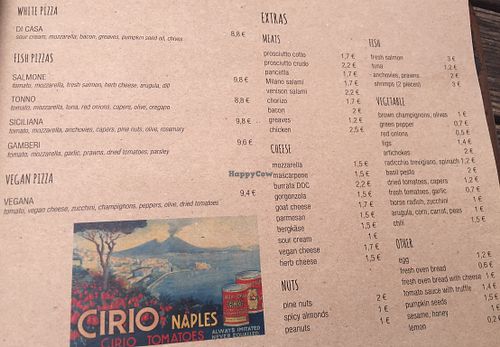 English menu 3 at La Pizzeria in Maribor