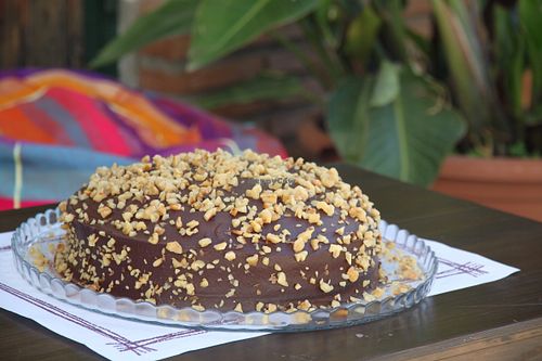 Chocolate ganache cake at Meson Mudejar in Archez