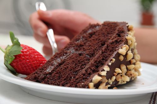Chocolate ganache cake at Meson Mudejar in Archez