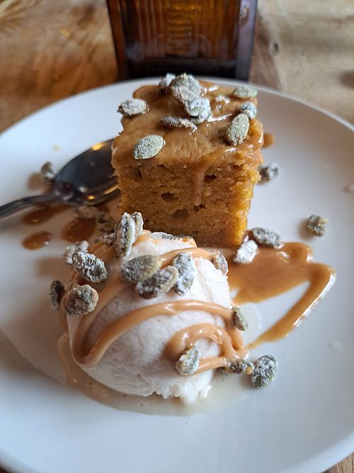 The pumpkin/peanut dessert at Lola Rosa - Places des Festivals in Montreal