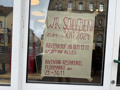 notice that it's closed forever  at Unverpackt in Bamberg