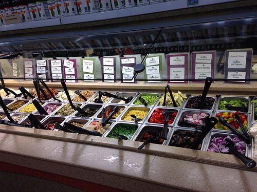 Salad bar at Roots Market in Olney