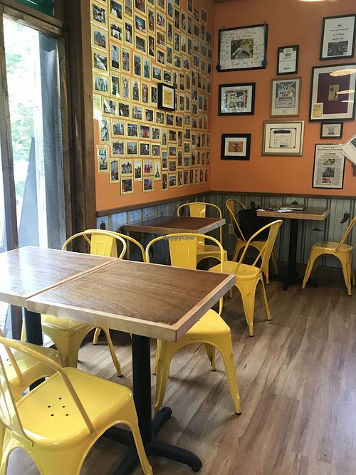 Indoor seating at El El Frijoles in Sargentville