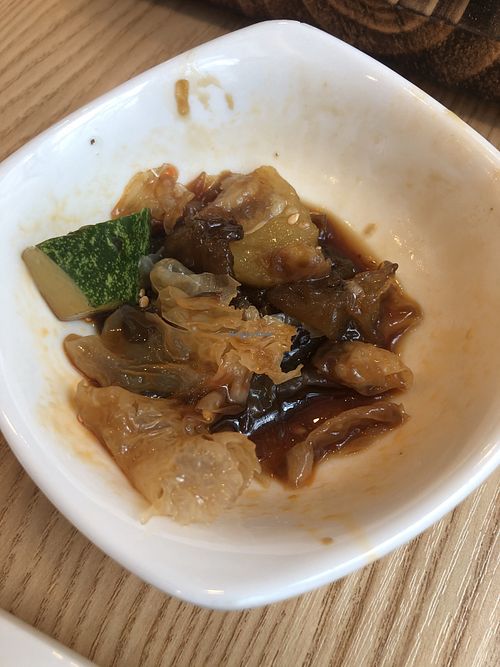 Appetizer black white fungus and cucumber in vinegary sauce at Green Ba - Marina Sq in Central Singapore