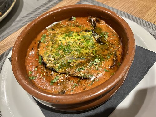 Aubergine 🍆 with tomato sauce and vegan cheese  #Veganuary at Da Vinci Italian Restaurant in Aberdeen