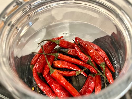 Chili peppers for garnish. at Komera in Monopoli