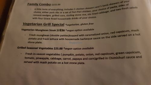 The menu at Awesome Grill in Nadi