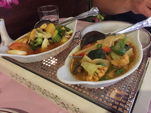 Sweet and sour veg (left) and curried veg (right) at River Kwai in Alton