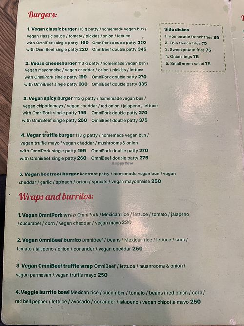 Menu1  at The Hungry Wolf in Koh Samui