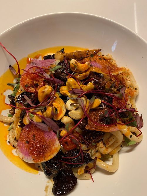 Spicy cashew udon noodles  at Kanu Cafe - Doppio Zero Pizza in Edmonton