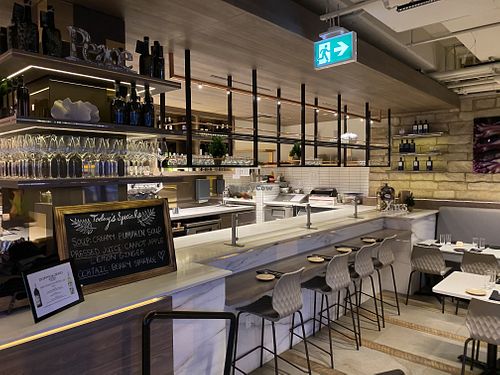 Just open. Bar view  at Kanu Cafe - Doppio Zero Pizza in Edmonton