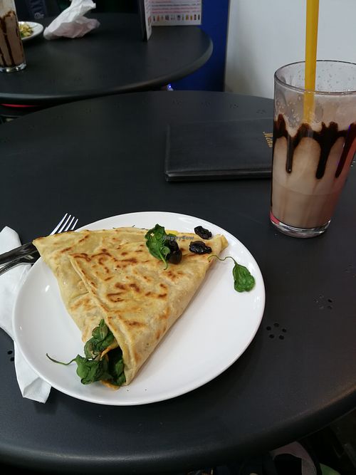 Vegan cheese and Spinach crepe  at Creative Crepes in Leeds