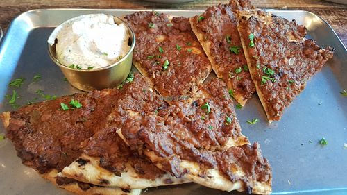 Lahmacun laffa bread at Koocha Mezze Bar in Bristol