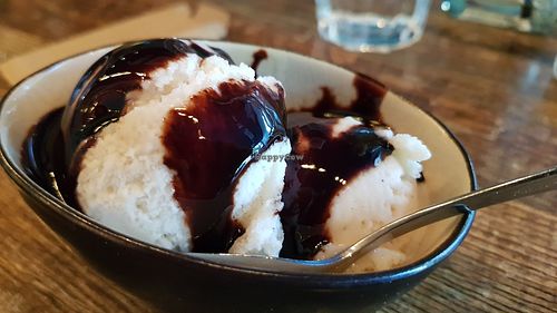 Vanilla ice cream & chocolate sauce (koocha kids) at Koocha Mezze Bar in Bristol