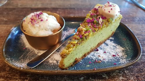 Pistachio and marshmallow cheesecake at Koocha Mezze Bar in Bristol