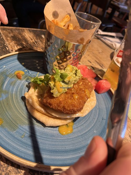 Vegan yardbird with spicy friesd  at Turtle Bay in Cheltenham