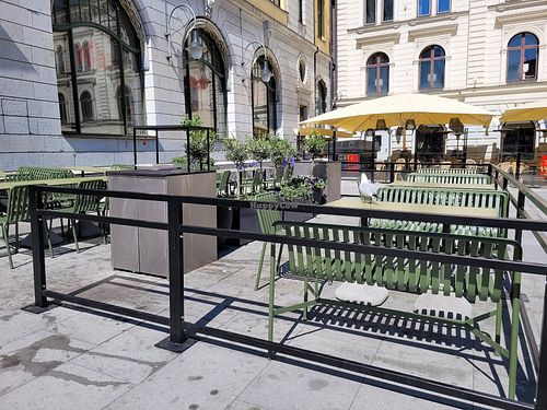 Outdoor seating at MAX in Uppsala