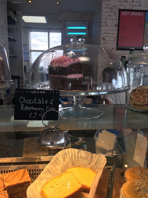 Vegan cake at Cadwaladers in Cardiff