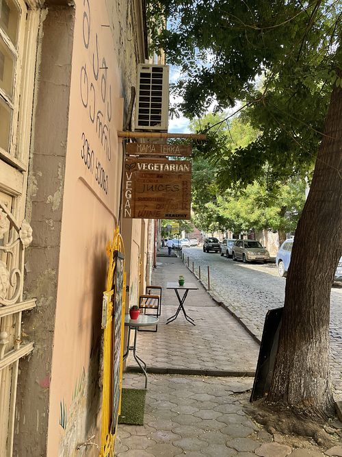 Outside at Mama Terra Veggie Corner in Tbilisi