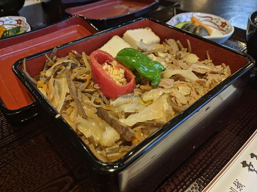 Konyakku, soymeat, tofu on rice. Not a strong flavour. 1500ish at Kawagoe Kou Sushi in Kawagoe