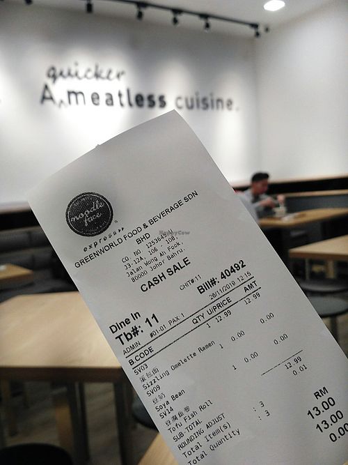 bill  at Noodle Face - City Square in Johor Bahru