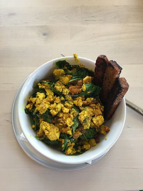 Vegan Pesto Tofu Scramble at Mello Velo Cafe in Syracuse