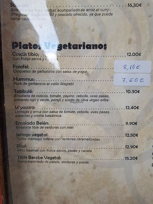 Menú at Alkasbah in Aviles