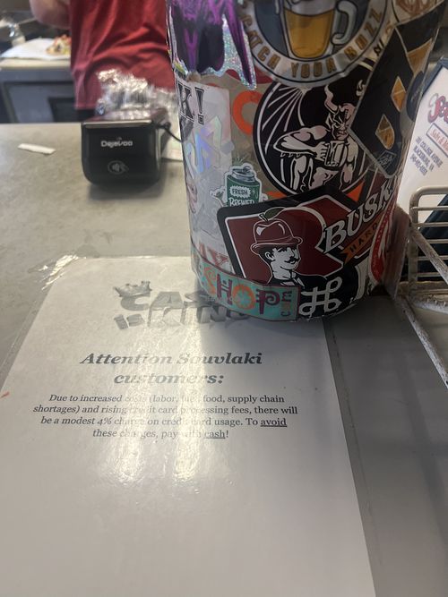 Increased cost paying with card  at Souvlaki in Blacksburg