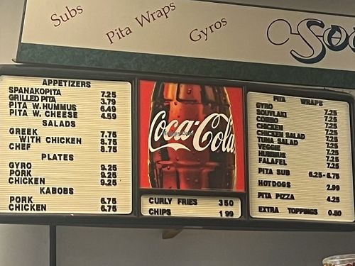 Menu part one (was blurry when uploaded the whole thing)  at Souvlaki in Blacksburg