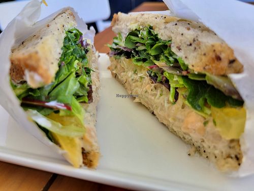 Chickpea tuna melt sandwich at Vegan Popup By XMarket in Venice