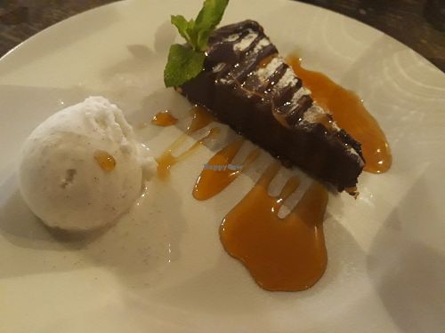 Chocolate Torte with Sorbet at Tigers Head in Chislehurst