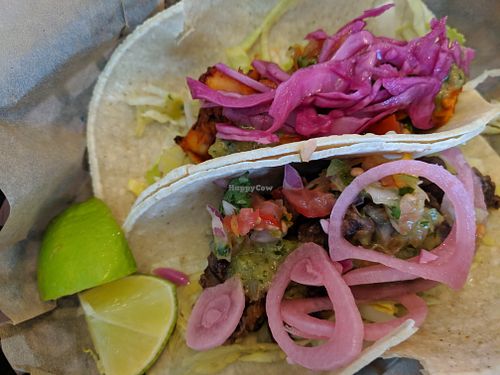 two different taco fillings at No Whey in Plymouth