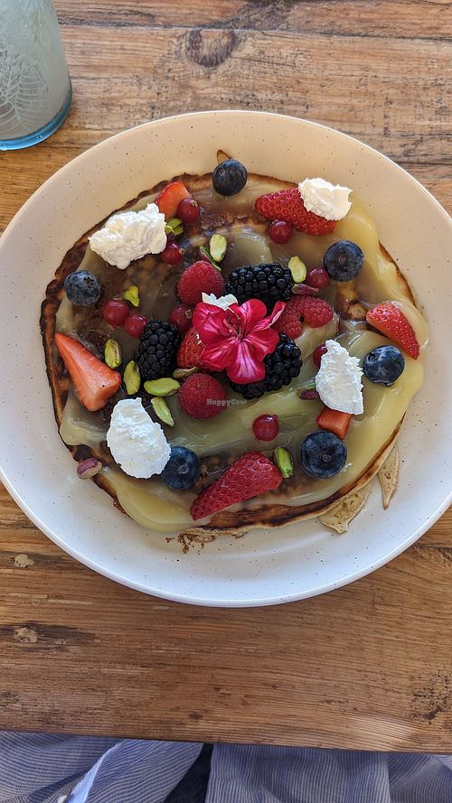 Berry & Vanilla Cream pancakes 👌🏼 at Meraki Market Cafe in Paphos