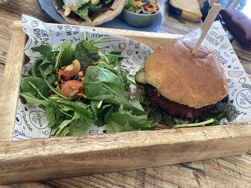 Chick’n burger  at Meraki Market Cafe in Paphos