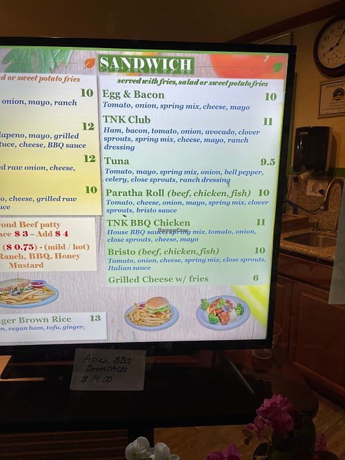 Menu  at TNK Vegan Cafe in Modesto