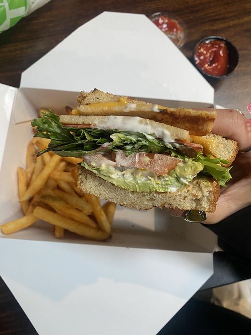 TNK Club Sammy - So Toasty and Warm - Amazing! 🤩 Recommend w/o Onions and Come w/side of Fries   at TNK Vegan Cafe in Modesto