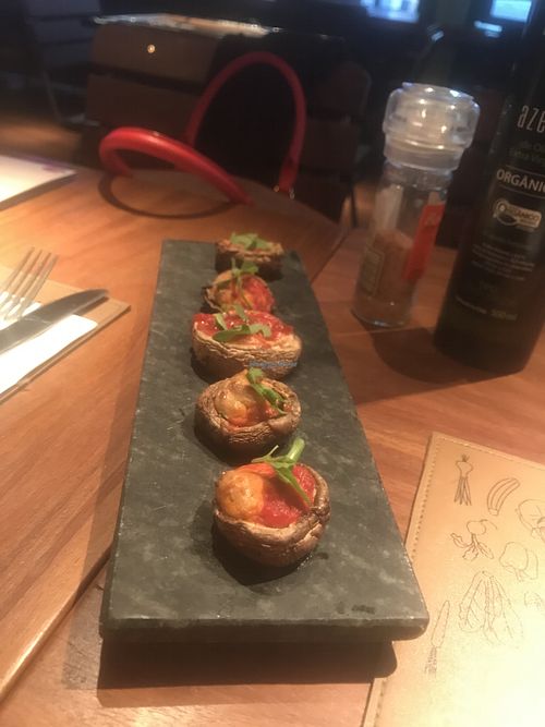 Cashew cheese stuffed mushroom  at Nattu in Sao Paulo