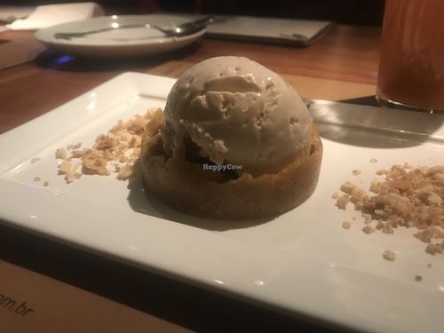 Banana pie with ice cream at Nattu in Sao Paulo