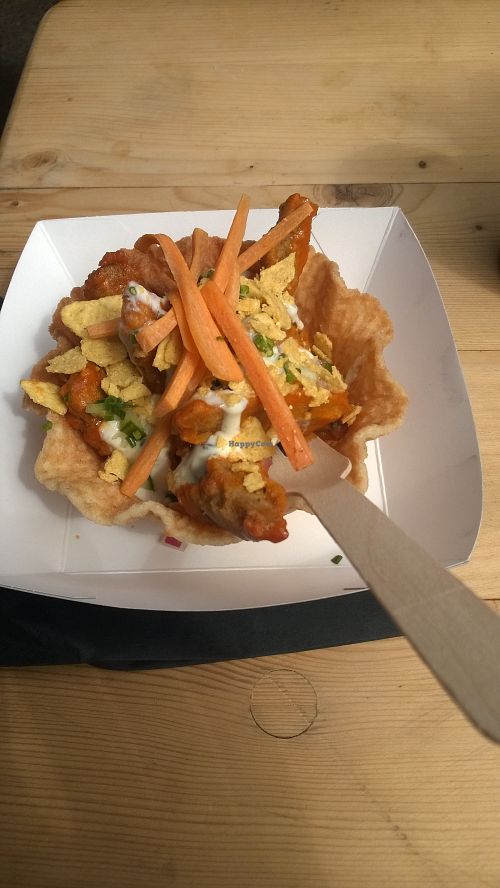 chik'n waffle bowl with spicy buffalo and ranch dressing at The Bait Box - Market Stall in Gateshead