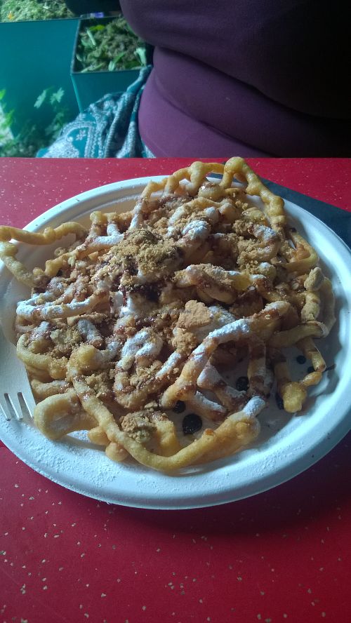 Funnel cake with chocolate sauce at The Bait Box - Market Stall in Gateshead