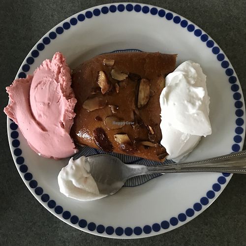 Coffe cake with Pugnuts vegan ice cream at Biggi's Organic Breads in Bangor