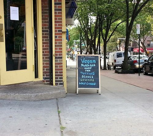 Sign  outside store. at Aubergine Cafe in Woodside