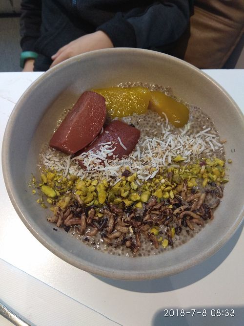 Chia porridge with rhubarb at The River Deck in Albury