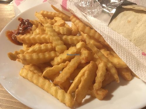 A closer look at the fries :) at Falafel Brothers in Krakow