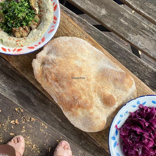 Baba ganoush with pita bread and salad at HUmmUS in The Hague