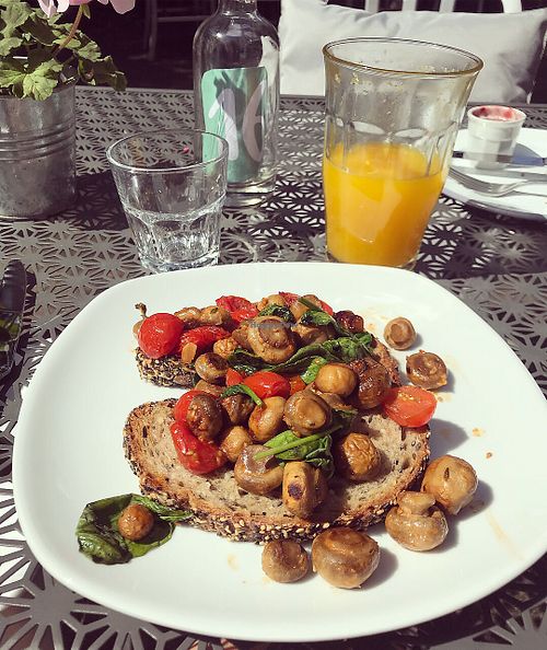 Mushrooms on sourdough at NoMooMoo in St Albans