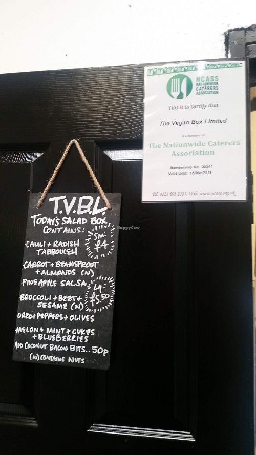 Salar menu at The Vegan Box Limited in Caerphilly