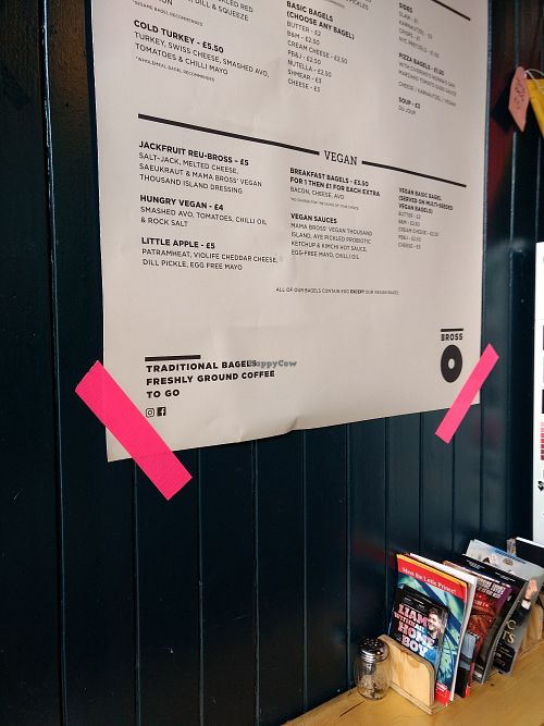 Menu at Bross Bagels - Leith in Edinburgh