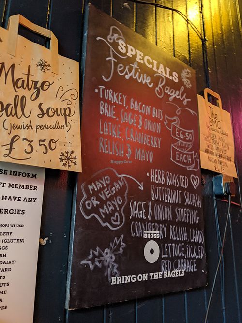 specials board (December 2019) at Bross Bagels - Leith in Edinburgh